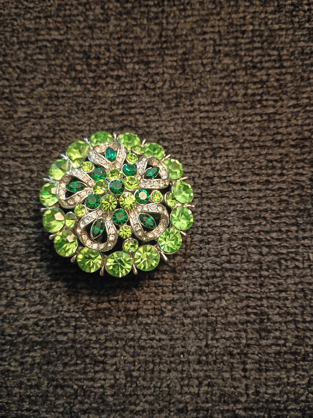 Vintage Green Crystal Cluster Brooch